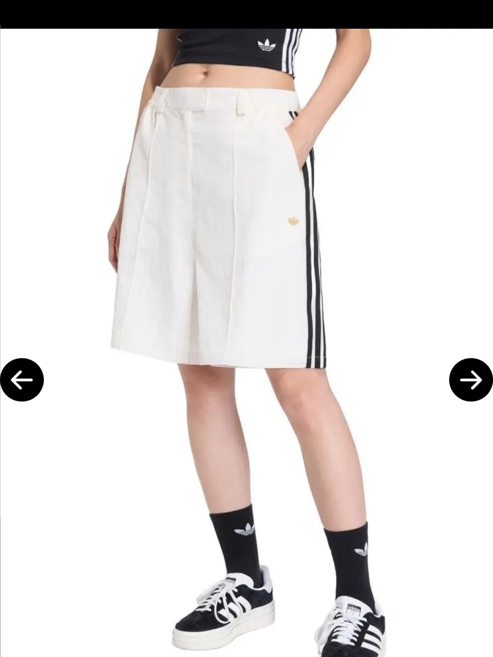 Adidas White Side-Stripe Skirt with Trefoil Logo Medium